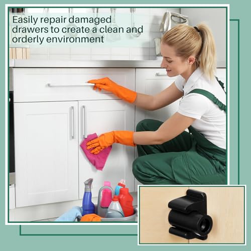 Juexica False Cabinet Front Clip False Drawer Front Clips Sink Tip Out Snap with Screws Screwdrivers for Hardware Replacements - color: Black