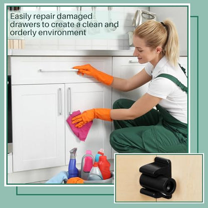Juexica False Cabinet Front Clip False Drawer Front Clips Sink Tip Out Snap with Screws Screwdrivers for Hardware Replacements - color: Black