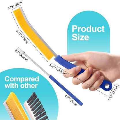 JOYMOOP 4 Pack Crevice Cleaning Brush, Blue Hard Bristle Grout Brush, House Cleaning Supplies, Magnetic Gap Cleaning Brush for Kitchen, Bathroom, Window, Toilet, Multifunctional Cleaning Tools - color: Blue, size: 4 Pack