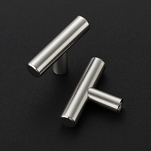 30 Pack Brushed Nickel Cabinet Knobs - Kitchen Silver Pulls for Drawer Stainless Steel Dresser Hardware 2in Length Single Hole T Bar, RDT50LS30 - color: Brushed Nickel, size: 30 Pack, style: T Bar