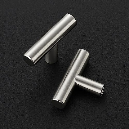 30 Pack Brushed Nickel Cabinet Knobs - Kitchen Silver Pulls for Drawer Stainless Steel Dresser Hardware 2in Length Single Hole T Bar, RDT50LS30 - color: Brushed Nickel, size: 30 Pack, style: T Bar