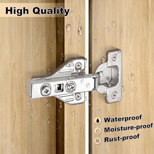 Probrico (2 Pair/4 Pack Full Overlay Soft Closing Clip On Face Frame Mounting Cabinet Hinges, 105 Degree Self Closing Kitchen Cupboard Door Hinges