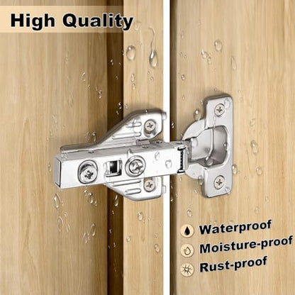 Probrico (2 Pair/4 Pack Full Overlay Soft Closing Clip On Face Frame Mounting Cabinet Hinges, 105 Degree Self Closing Kitchen Cupboard Door Hinges