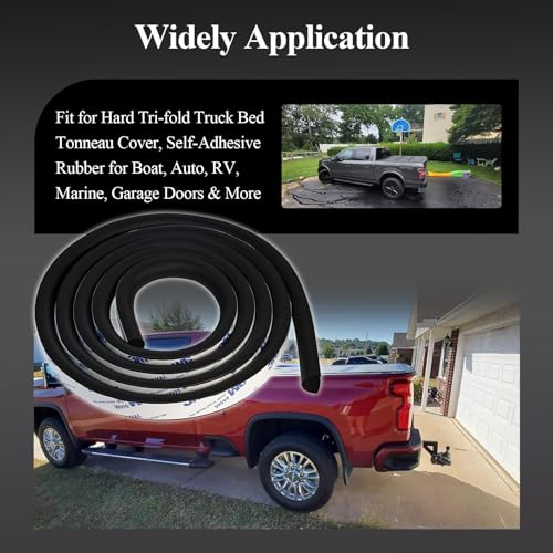 326A0008 Service Kit, 78.7 inch D Shape EPDM Foam Rubber Seal w/Tape, Fits Hard Tri-fold Truck Bed Tonneau Cover/Bulkhead Seal w/Self-Adhesive Rubber for Boat/Auto/RV/Marine/Garage Doors/Window - style: 1 Pc 78.7Inch