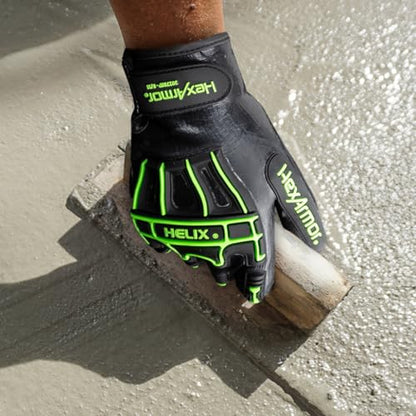 HexArmor Helix 3027IMP Liquid-Resistant Impact Gloves – ANSI A7 Cut Protection, IR-X® Impact Exoskeleton, 21-Gauge Dexterity, Full Nitrile Coating, Touchscreen Compatible, High-Grip Sandy Palm - color: Helix 3027imp, Black, A7 Cut Resistance, Liquid-resis