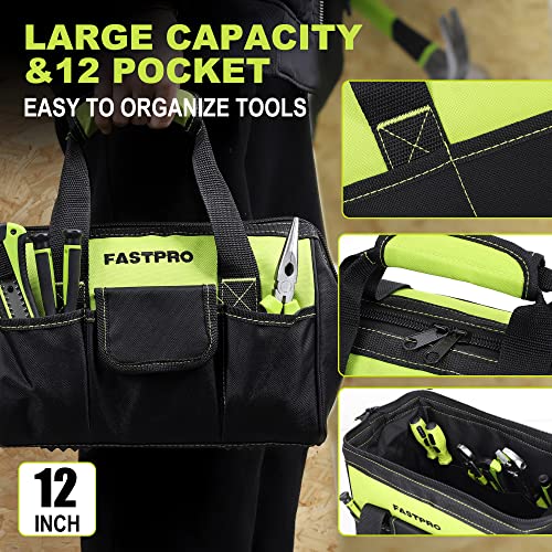 FASTPRO 220-Piece Home Tool Set, Household Repairing Tool Kit, with 12-Inch Wide Mouth Open Storage Tool Bag, Green - color: Green