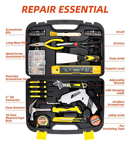136 Piece Tool Set,General Household Hand Tool Kit with Plastic Toolbox Storage Case-136 Piece… - style: 136 Piece