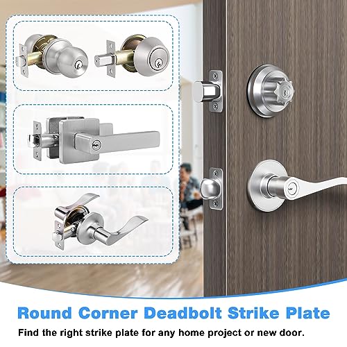 Deadbolt Strike Plate,1 x 2-1/4" Deadbolt Cover Plate,Door Hole Cover Plate,Door Strike Plate,with 6 Screws 1-3/8" (Satin Nickel) - 3 Pack