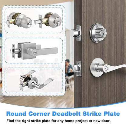 Deadbolt Strike Plate,1 x 2-1/4" Deadbolt Cover Plate,Door Hole Cover Plate,Door Strike Plate,with 6 Screws 1-3/8" (Satin Nickel) - 3 Pack