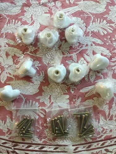 10 Pack Ceramic Heart knob White Drawer Knobs, Heart Shaped Dresser Knobs Cute Kitchen Cabinet Pull Handles, Small Vanity Knobs Hardware Closet Cupboard Knobs
