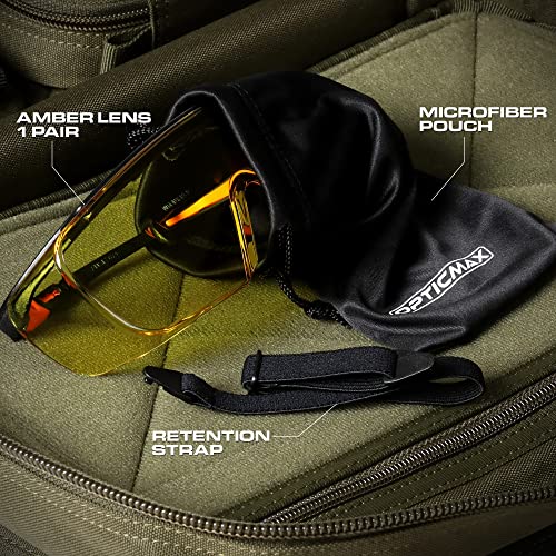 Optic Max Safety Glasses That Fit Over Your Prescription Eyewear. Anti- Fog & Scratch Wraparound Lenses, Adjustable Arms - color: Amber, size: Over The Glasses
