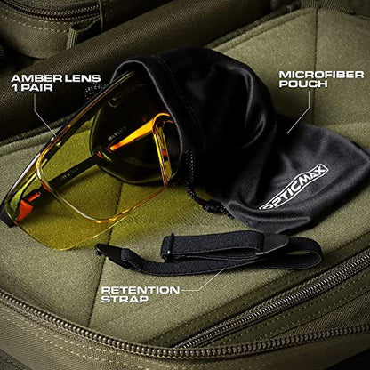Optic Max Safety Glasses That Fit Over Your Prescription Eyewear. Anti- Fog & Scratch Wraparound Lenses, Adjustable Arms - color: Amber, size: Over The Glasses