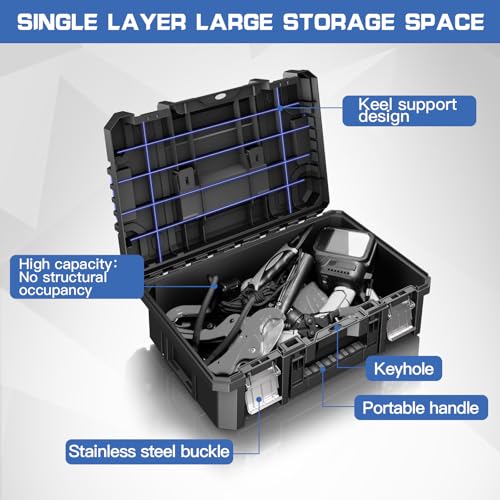 18 Inch Flat Top Tool Box | AIRAJ Stackable Modular Tool Organizer Box Storage System | Garage Storage | Home Repair | Professional Use | (SC1-A)