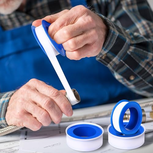 Pushglossy 100 Rolls PTFE Tape 1/2 x 520 Inches Plumbers Waterproof Sealant Plumbing Tape for Shower Head Repairing Water Pipe Sealing (White)