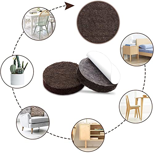 Yelanon Felt Furniture Pads -48 Pcs 1.5" Premium Felt Pads for Chair Legs Furniture, Floor Protectors for Hardwood Floors,Brown - size: 48 pcs Round Brown