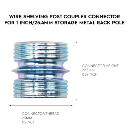 4 Pack 1 Inch/25.4mm Diameter Wire Shelving Post Coupler Connector for 0.047"/1.2mm Thickness Coarse Thread Storage Shelves Metal Rack Pole, Shelf Unit Post Extension Kit, Connection Nuts Replacement - style: Post Connector 4 Pack