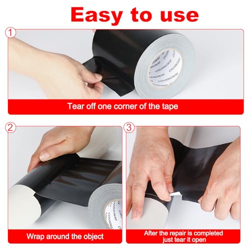 Duct Tape Heavy Duty,6 Inches x 55 Yards,9 Mil Thickness,Strong Industrial Strength,Flexible,No Residue,Waterproof and Tear by Hand,Multi-Use for Indoor & Outdoor Repairs(Black) - size: 6Inch X 55yds