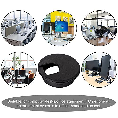 20 Pack 2 Inch/50mm Round Plastic Desk Grommets, Black Wire Organizer Caps, PC Computer Port Cable Hole Cover Plug Bushings, Perfect for Office Desk, TV Stands, Tabletops - size: 20 Pack
