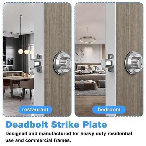 Deadbolt Strike Plate,1 x 2-1/4" Deadbolt Cover Plate,Door Hole Cover Plate,Door Strike Plate,with 6 Screws 1-3/8" (Satin Nickel) - 3 Pack