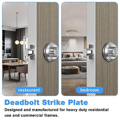 Deadbolt Strike Plate,1 x 2-1/4" Deadbolt Cover Plate,Door Hole Cover Plate,Door Strike Plate,with 6 Screws 1-3/8" (Satin Nickel) - 3 Pack