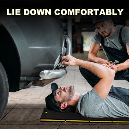 51.2×17.7inch Mechanic Mat, Foldable EVA Garage Kneeling Pad for Working Under Car , Magnetic Creeper Tool Mat with Handle, Waterproof Floor Mat for Garage, Mechanic Shop, Work Bench, Gym, Camping