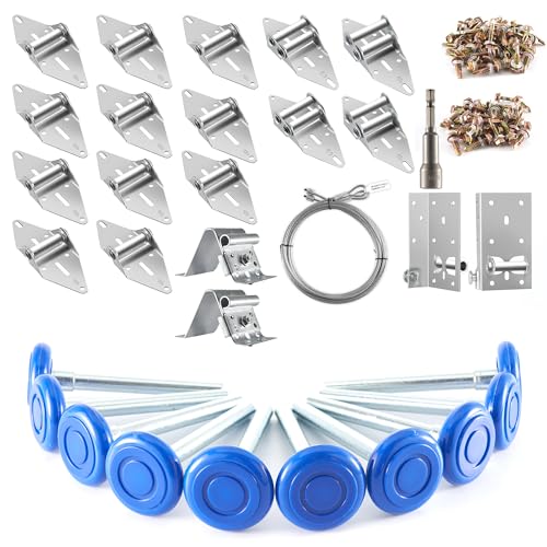 XiKe 2" Nylon Garage Door Roller 4" Stem and Hinges Kit with Top & Bottom Bracket Steel Wire Rope Screw Sleeve Hardware Set for 16 x 7 or 18 x 7 FT Door - color: Blue, size: 16*7FT DR (rollers+hardware)