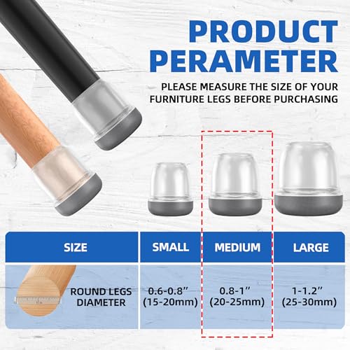 Small Chair Leg Floor Protectors for Carpet Hardwood Floors, Upgraded Chair Leg Caps with Graphene Fabric Bottom, No Hair Dust Clinging, 16 Pcs Clear Furniture Feet Covers Reduce Noise (Fit 0.8"-1") - size: Medium (Fit 0.8"-1")
