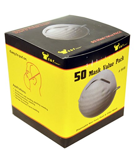 G & F Products Particulate Respirator Dust Mask Two-Strap Cup Style Design, Lightweight with Cushioning Nose Foam, 50 Masks - size: 1 count (Pack of 50), style: Regular 50 Packs