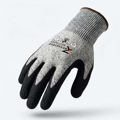 RhyneStone Level A5 Cut Resistant – Safety Work Gloves for Construction, Gardening & Sharp Material Handling - size: Medium