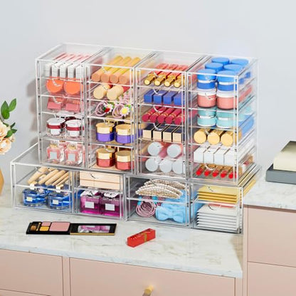 caktraie Makeup Organizer Storage With 30 Drawers, 6 Pcs Desktop Office Supplies, Desk Organizers, Clear Accessories, Dustproof Drawer and for Make Up, Jewelry, Pen, Stationary - size: 30 Drawers