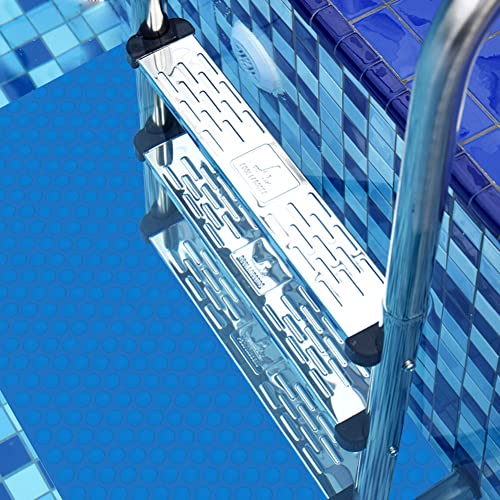 Large Swimming Pool Ladder Mat, 15"x39" Protective Non-Slip Pool Step Pad for Above Ground Swimming Pools Liner and Stairs (Blue, Round Texture)