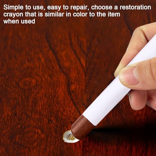 12 Colors Wood Furniture Filler Sticks, Wood Repair Wax Crayons with Yellow Scraper, Crayons Wood Filler Furniture Repair Wax Filler Sticks for Repairing Scratch, Scuff, Crack and Hole Touch Up Kit