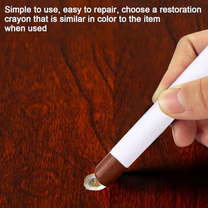 12 Colors Wood Furniture Filler Sticks, Wood Repair Wax Crayons with Yellow Scraper, Crayons Wood Filler Furniture Repair Wax Filler Sticks for Repairing Scratch, Scuff, Crack and Hole Touch Up Kit