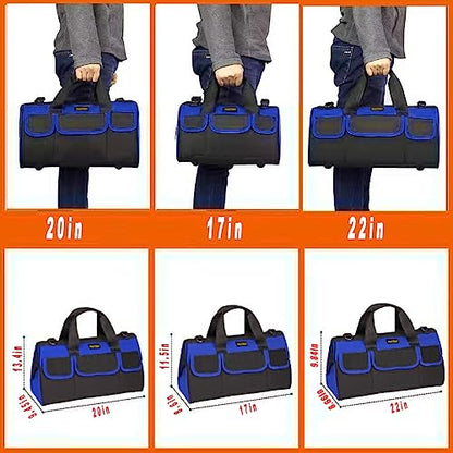 FASTECH 20 Inch Heavy Duty Tool Bag with Wide Mouth for Tool Storage,Carrier and Organizer,Tool Bag for Men/Women, Wide Mouth Tool Bag with Inside Pockets (20 Inch) - size: 20inch