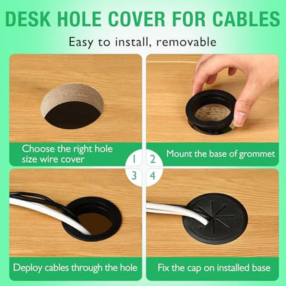 EASYEAH 2 Pcs Desk Grommet 2-1/16" / 53 mm, Desk Hole Cover for Cables Dark Grey, Cable Grommet ABS Plastic, Desk Hole Grommet for Home & Office Pc, Detachable Cable Cord Organizer - size: 2-1/16" / 53 mm, style: 2pcs Dark Grey