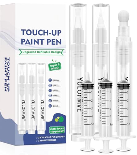 Touch Up Paint Pen Kit, New Upgraded 3 Refillable Paint Pens with 3 Types of Brushes, Fillable Paint Touch Up Pens for Walls, Furniture, Floors, Windows, Doors(New Upgraded 6 Pcs Pack of 1) - size: New Upgraded 6 Pcs(Pack of 1)