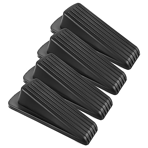 JZWBLILY Door Stoppers for Bottom of Door on Floor, Premium Rubber Door Stopper Wedge, Floor Sturdy Stackable Door Stops for Carpet Heavy Duty Door, Door Gaps (Black, 4 Pack) - color: Black, size: 4 Pack