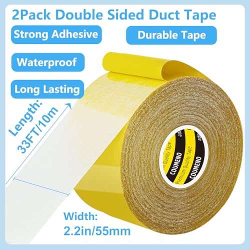 Double Sided Tape 2.2inX33FT Heavy DutyClear Fabric Tape for Carpet Rug Mounting Cloth Adhesive Removable for Home Office Craft - size: 2 Pack 2.2inx33ft