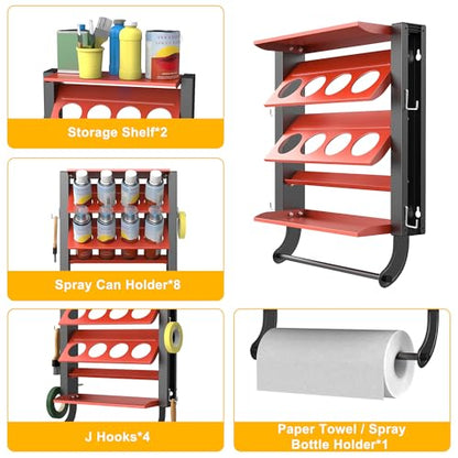 Ultrawall Spray Can Holder Rack, Heavy Duty Steel Wall Mounted Spray Bottle Holder, Garage Tool Utility Storage Rack, Holds 100 lbs - style: Integrated