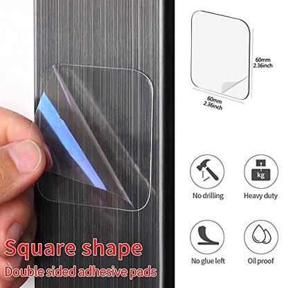 50PCS Double Sided Adhesive Pads for Mounting, 2-3/8inch Two Sided Pre-Cut Square Tape, Sticky Tack Double Sided Tape for Walls Hanging, (2-23/64inch X 2-23/64inch X 0.52MM) - size: 2-23/64inch X 2-23/64inch X 0.02inch