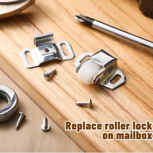 Shimeyao 1 Set Mailbox Replacement Roller Catch Latch with Screws Hardware Roller Wheel Spring Door Catch Latch for Cabinet Doors Rv Camper Kitchen