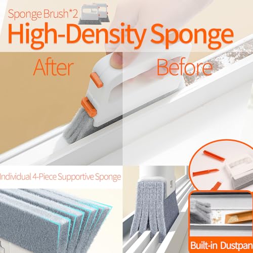 Window Track Cleaner Tools Set - 8 Pcs Groove Cleaning Brush Kit, for Sliding Door Track, Shutter, Sill, Tile Lines, Sink - size: 8 PCS