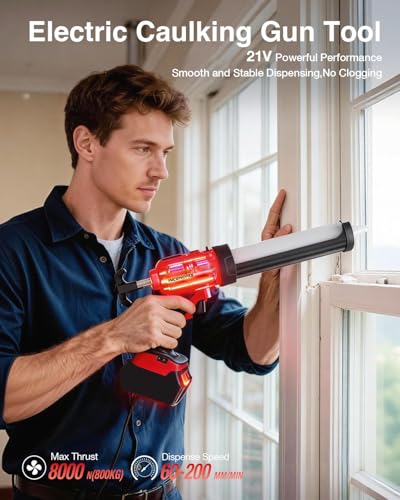 Cordless Caulking Gun Compatible with Makita 18V 21V Battery, 800KG Thrust Electric Caulk Gun (Tool Only), 10oz 6-Speed Power Caulk Gun with 13Pcs Caulking Tools, Auto-Retract Anti-Drip for DIY - style: Caulking Gun,No Battery