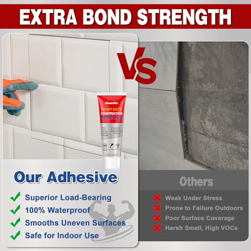 Heavy Duty Construction Adhesive, 8.8 oz Strong Cement Glue for Concrete, Tile, Wood, Stone, Walls, Floors & More – Waterproof Indoor/Outdoor Construction Glue