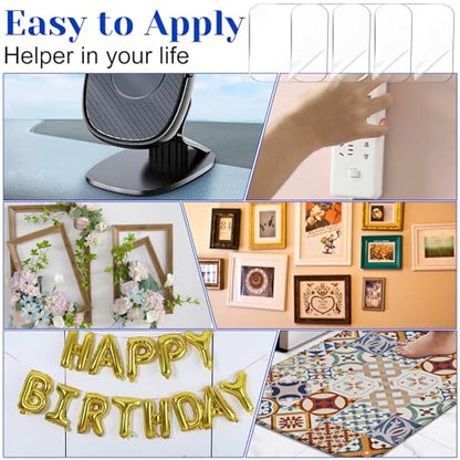 20 Pcs Double Sided Adhesive Square Pads, 2.4" Removable Clear Square Adhesive Wall Tape Stickers for Hanging, Waterproof Squares Heavy Duty Double-Sided Nano Tape for DIY Craft Home Office Shower