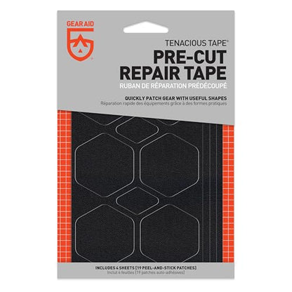 GEAR AID Tenacious Tape Repair Patches – Peel-and-Stick Nylon Gear Patches for Jackets, Tents, Sleeping Bags, Backpacks, and Outdoor Gear – Fix Rips, Tears, and Holes, 19 Various Sizes, Black - style: 19 Pre-cut Assorted Patches, Black