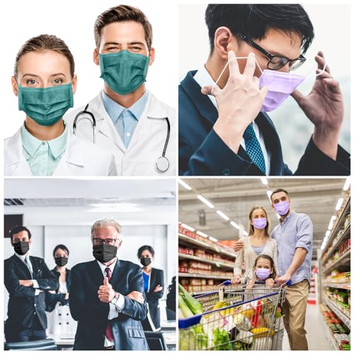 Disposable Face Mask 4-Ply for Adult, Soft Face Masks, Breathable Safety Mask… - color: Multicolor1