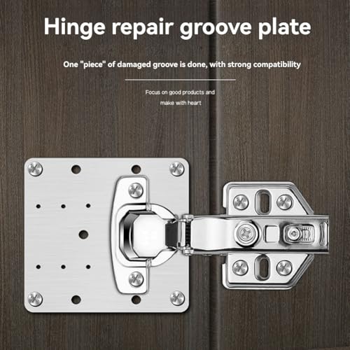 10PCS Hinge Repair Plate,Cabinet Hinge Repair Plate with Customized Screws,Stainless Steel Kitchen Cupboard Door Hinge Repair Brackets with Holes for Kitchen Cupboards - style: Modern-10PCS-square