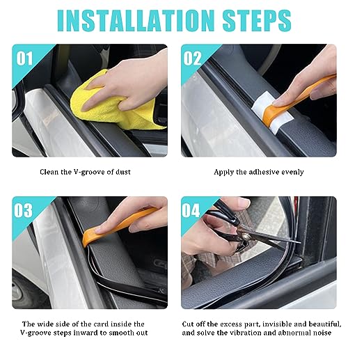 Pincuttee 4M/13.1FT Car Window Seal Strip,Car Window Weather Stripping Seal,Universal Auto Window Rubber Draft Seal Strip with Installation Tool(V-Shape)
