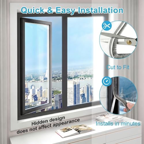 39FT Weather Stripping Door and Window Seal, Self-Adhesive Soundproofing Seal Strip, 0.35" Wide x 0.2" Thick, Draft Stopper for Doors & Windows (Grey, 39.4FT, 0.35'' Wide X 0.35'' Thick) - size: 39.4ft, 0.35'' Wide X 0.35'' Thick